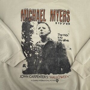 John Carpenter's Halloween Michael Myers Sweatshirt Men's M Beige 1978‎ Movie
